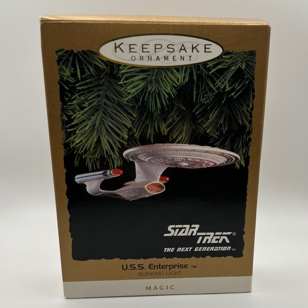 Hallmark Star Trek Enterprise Ornament 1993 NCC-1701-D White Excellent Magic
